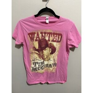 Tim McGraw Wanted Louisiana Since 1990 Pink Junior' Graphic Concert T Shirt Sz L